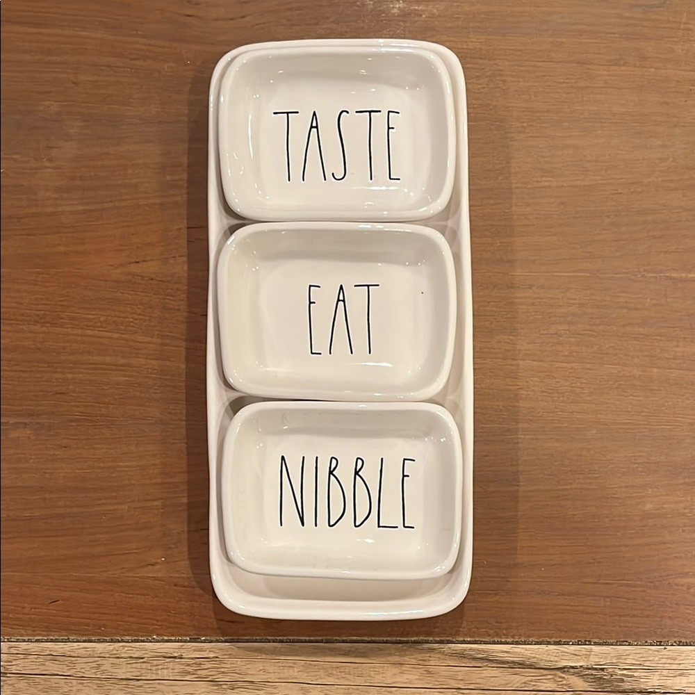 Rae Dunn Ceramic Taste Eat Nibble with Serving Tray